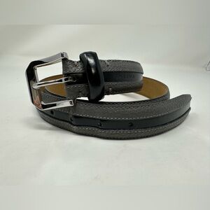 Cole Haan Men's Gray Black 2 Tone Leather Top Belt Size 36